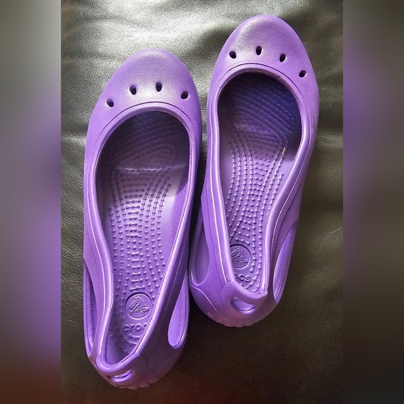 Crocs Ballet Flat Shoes Girls Kids Size J3‎ Kadee Slip On Comfort Purple EUC - Picture 6 of 8